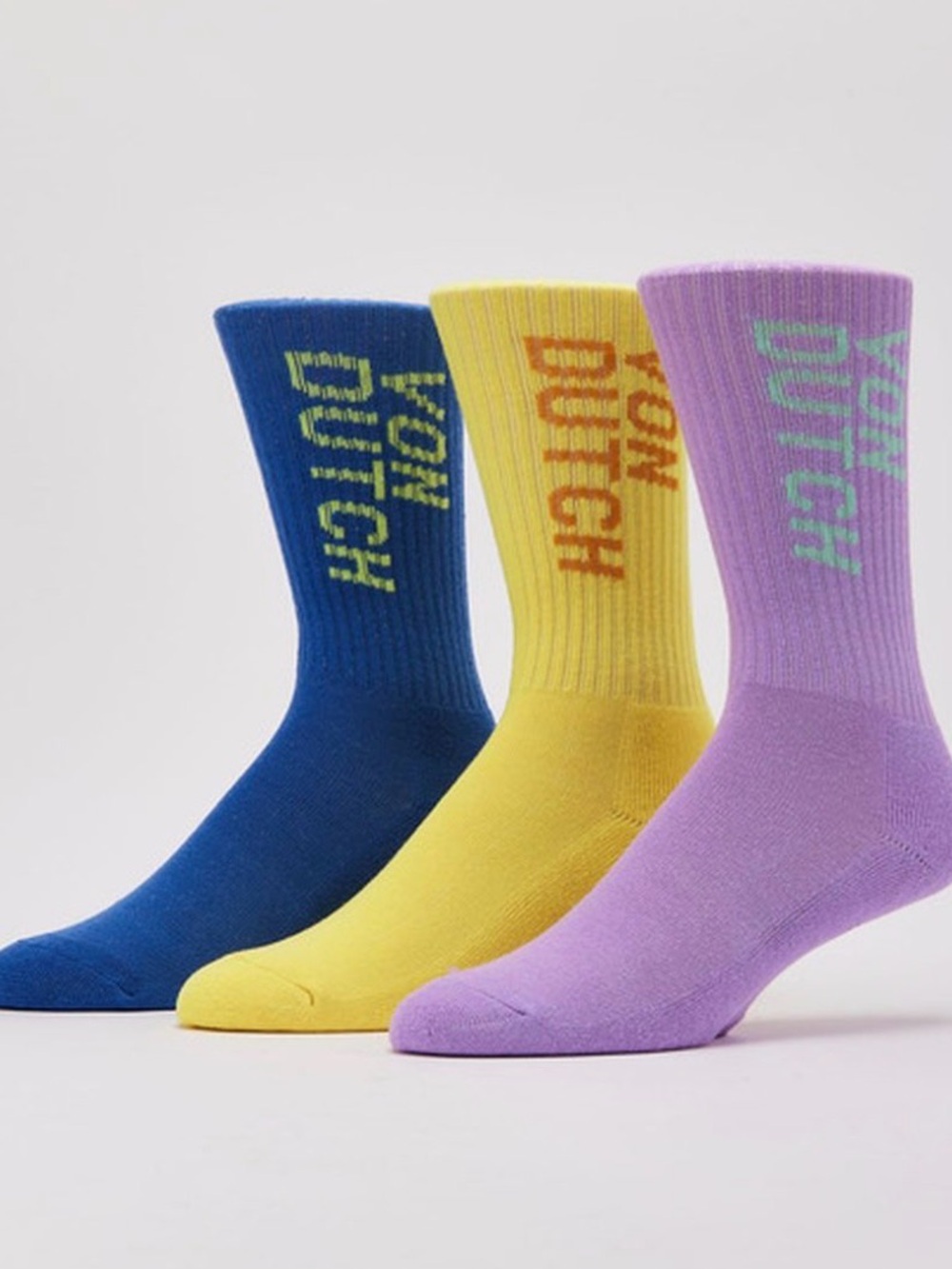 Von  Dutch Crew Socks - Blue, Yellow & Purple (3-Pack) for all sizes